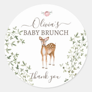 Woodland Deer Baby shower Ronde Sticker