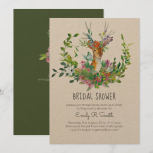Woodland Deer Bridal Shower-uitnodigingen Kaart