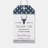 Woodland Deer Dank u Label, gewei, Baby shower Cadeaulabel (Voorkant)
