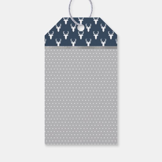 Woodland Deer Dank u Label, gewei, Baby shower Cadeaulabel (Achterkant)