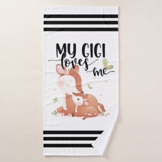 Woodland Deer Doe and Baby Fawn My Gigi Loves me Badhanddoek