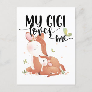 Woodland Deer Doe and Baby Fawn My Gigi Loves me Briefkaart