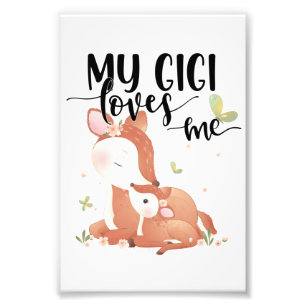 Woodland Deer Doe and Baby Fawn My Gigi Loves me Foto Afdruk