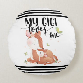 Woodland Deer Doe and Baby Fawn My Gigi Loves me Rond Kussen