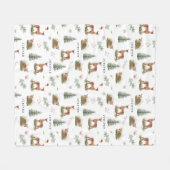 Woodland Deer Fawn Floral Baby Name Fleece Deken (Voorkant (Horizontaal))