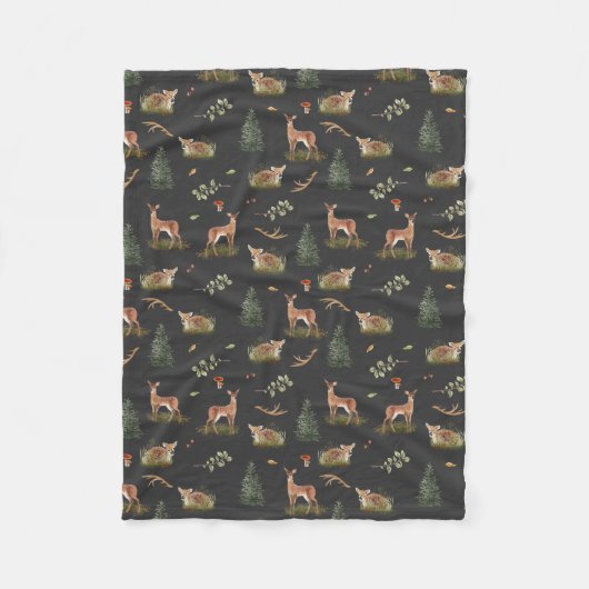 Woodland Deer Fawn Pattern Baby Fleece Blanket Deken (Voorkant)