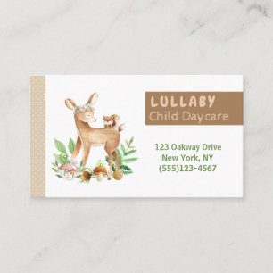 Woodland Deer in Floral Baby Child Daycare Service Visitekaartje