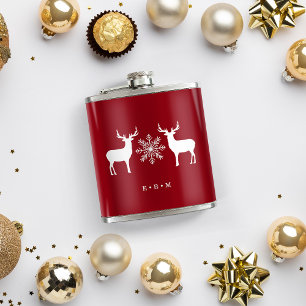 Woodland Deer Monogrammed Kerstmis Heupfles