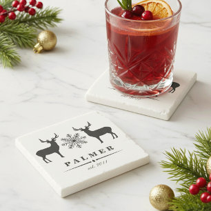 Woodland Deer Persoonlijke familienaam Stenen Onderzetter