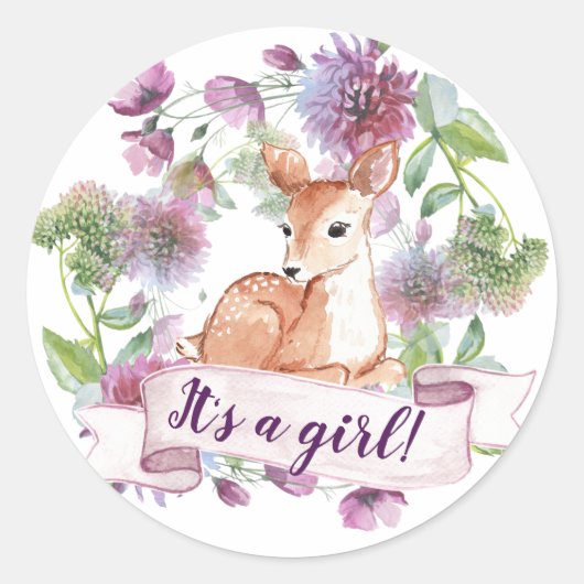 Woodland Deer Ronde Sticker (Voorkant)