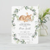 Woodland Deer Rustic Greenery Leafy Baby shower Kaart (Staand voorkant)
