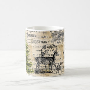 Woodland Deer Vintage-Mok voor Kerstmis Koffiemok