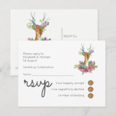 Woodland Deer Wedding RSVP Briefkaart (Voorkant / Achterkant)