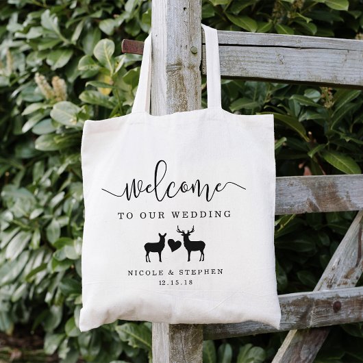 Woodland Deer Wedding Welcome Tote Bag