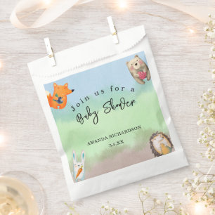 Woodland dieren Baby Shower Bedankzakje