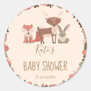 Woodland Dieren Baby Shower Ronde Sticker