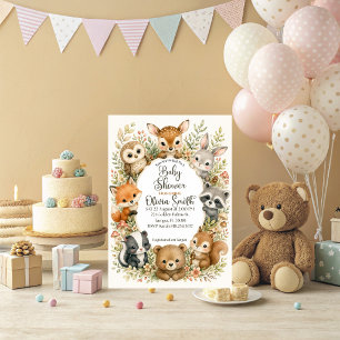 Woodland Dieren Baby Shower Uitnodiging
