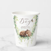 Woodland Dieren Bos groen Baby Jongen Douche Papieren Bekers (Achterkant)