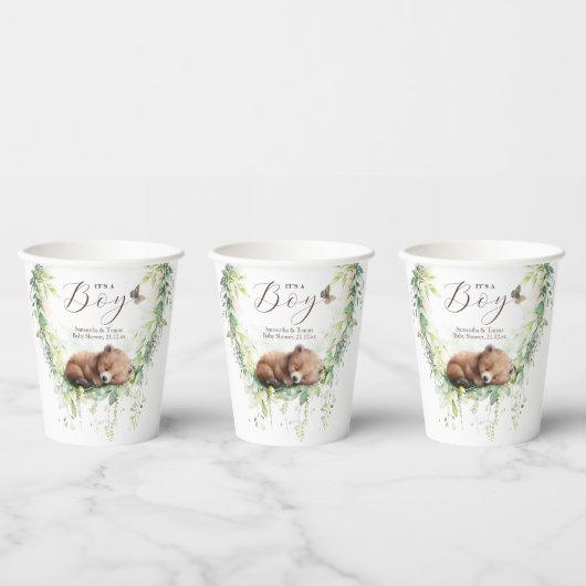 Woodland Dieren Bos groen Baby Jongen Douche Papieren Bekers (Multi)