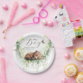 Woodland Dieren Bos groen Baby Jongen Douche Papieren Bordje (Feest)