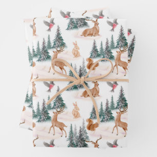 Woodland Dieren Kerst inpakpapier Vel