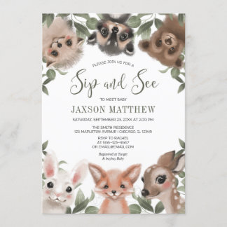 Woodland dieren Snip and See ontmoet baby boy Kaart