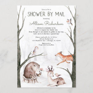 Woodland douche door baby shower van postboontjes kaart