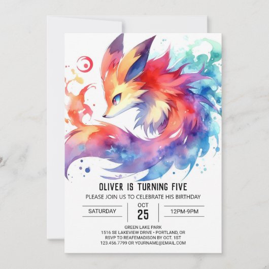 Woodland Editable Fox Birthday Kaart (Voorkant)