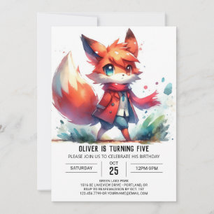 Woodland Editable Fox Birthday Kaart