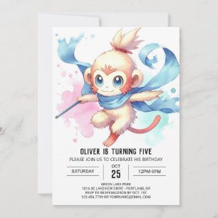 Woodland Editable Monkey Birthday Kaart