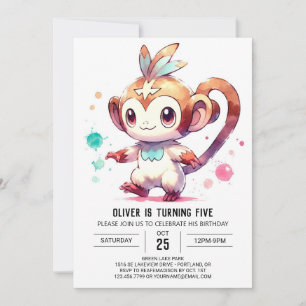 Woodland Editable Monkey Birthday Kaart