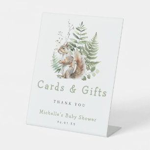 Woodland eekhoorn baby shower kaarten en cadeaus reclamebord met voetstuk
