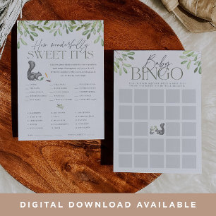 Woodland Eekhoorn Dubbel Baby shower Spel Kaart