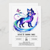 Woodland eenvoudige wolf digitale meisje verjaarda kaart (Voorkant / Achterkant)