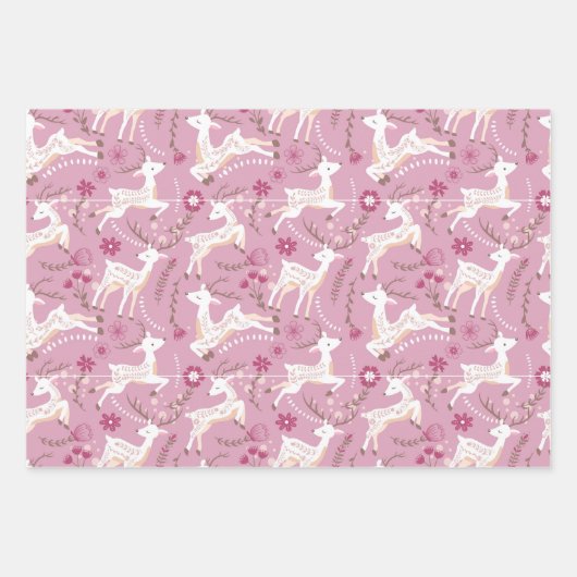 Woodland Elegance: Herten en Fawn Fantasy Inpakpapier Vel (Voorkant)