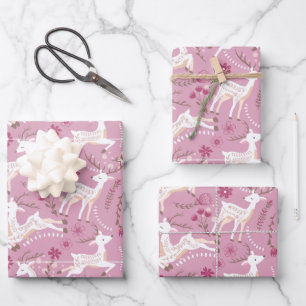 Woodland Elegance: Herten en Fawn Fantasy Inpakpapier Vel
