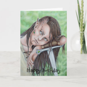 Woodland Elf, Elven Warrior Birthday Kaart