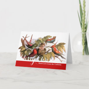 Woodland Elf in Nest: Antiek Bird Sprite Fairy Feestdagen Kaart