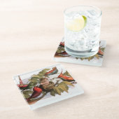 Woodland Elf in Nest: Antiek Bird Sprite Fairy Glazen Onderzetter (Schuin)