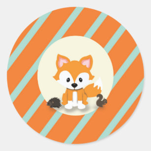 Woodland en Fox Baby shower Invitation Sticker