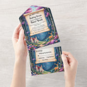 Woodland Enchanted Forest Castle Sprookjeshuwelijk All In One Uitnodiging (Afscheurbaar)