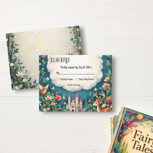 Woodland Enchanted Forest Castle Sprookjeshuwelijk RSVP Kaartje