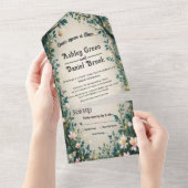 Woodland Enchanted Forest Floral Sprookjeshuwelijk All In One Uitnodiging (Afscheurbaar)