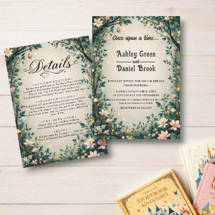 Woodland Enchanted Forest Floral Sprookjeshuwelijk Kaart