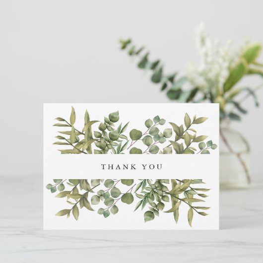 Woodland Eucalyptus groen bruiloft dank u Bedankkaart (Staand voorkant)