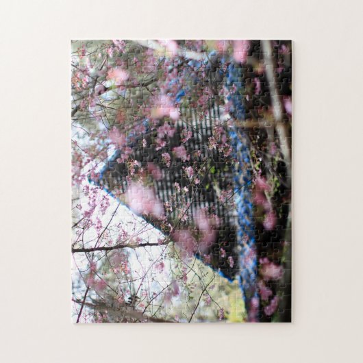 Woodland Fairy House met roze bloemen Legpuzzel (Verticaal)