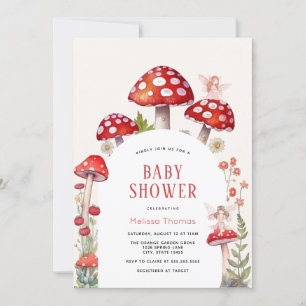 Woodland Fairy Mushroom Baby shower Invitation Kaart
