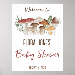 Woodland Fairy, Mushroom Baby shower Welkom Poster
