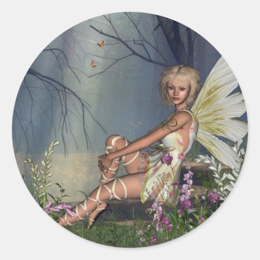 Woodland Fairy Ronde Sticker (Voorkant)