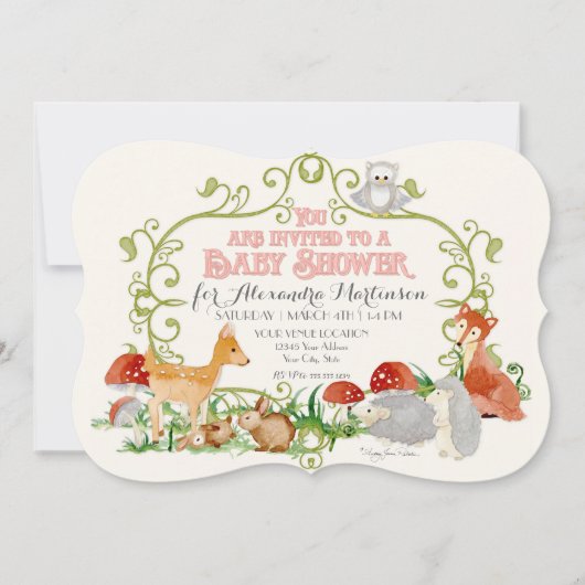 Woodland Fairy Tale Baby Shower-uitnodigingskaarte Kaart (Voorkant)